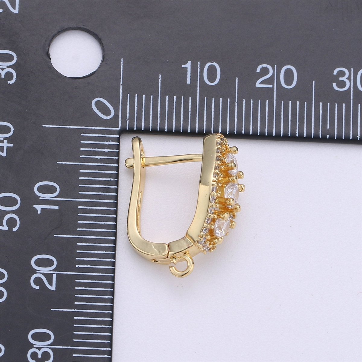 CZ Micro Pave Gold, Silver Latch Back Earring, Leverback ear wires open Link earrings 14k gold filled earring lead free nickel free K-316