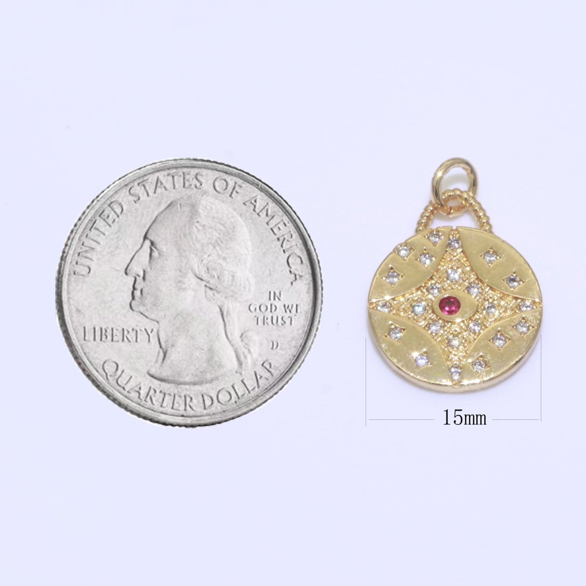 CZ Micro Pave Star Evil Eye Star on Coin Round Shape Pendant Charm Micro Pave Dainty Gold Charm for Necklace Bracelet Earring Supply M-418 - M-420