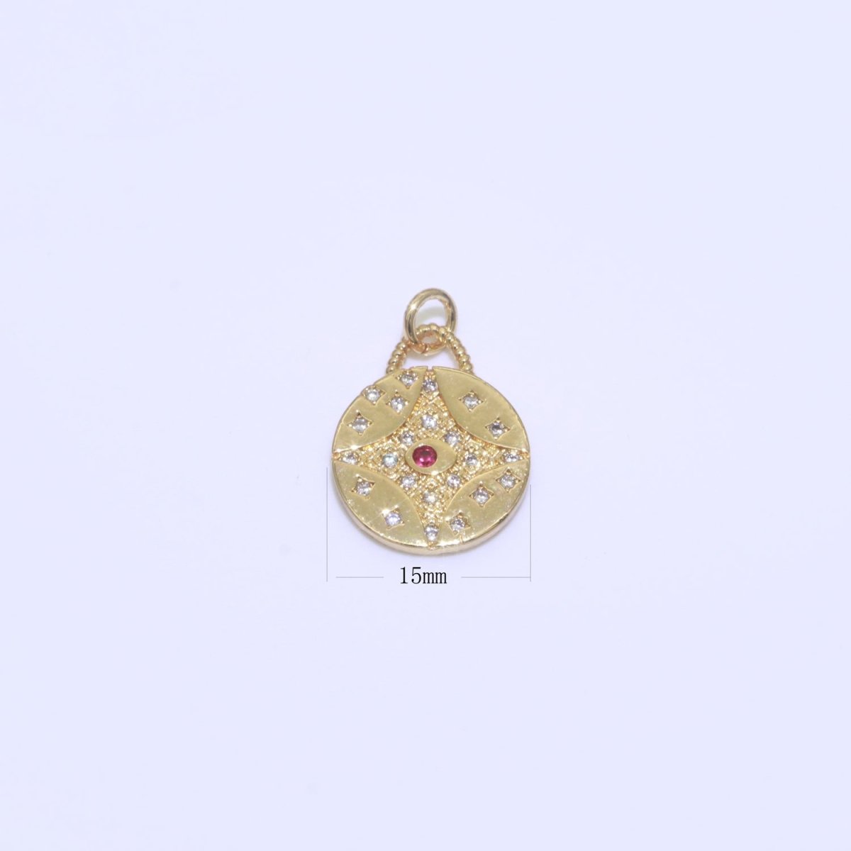 CZ Micro Pave Star Evil Eye Star on Coin Round Shape Pendant Charm Micro Pave Dainty Gold Charm for Necklace Bracelet Earring Supply M-418 - M-420