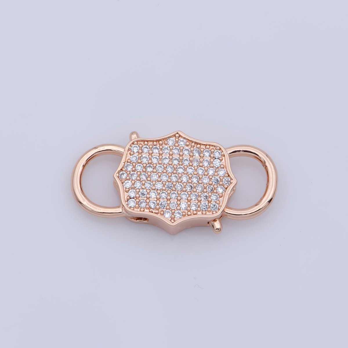CZ Mirco Pave Clasp 26x15mm Bracelet Necklace Clasp Link Connector, Cubic Interlocking Clasp in Silver, Black, Rose Gold Filled Findings F-329