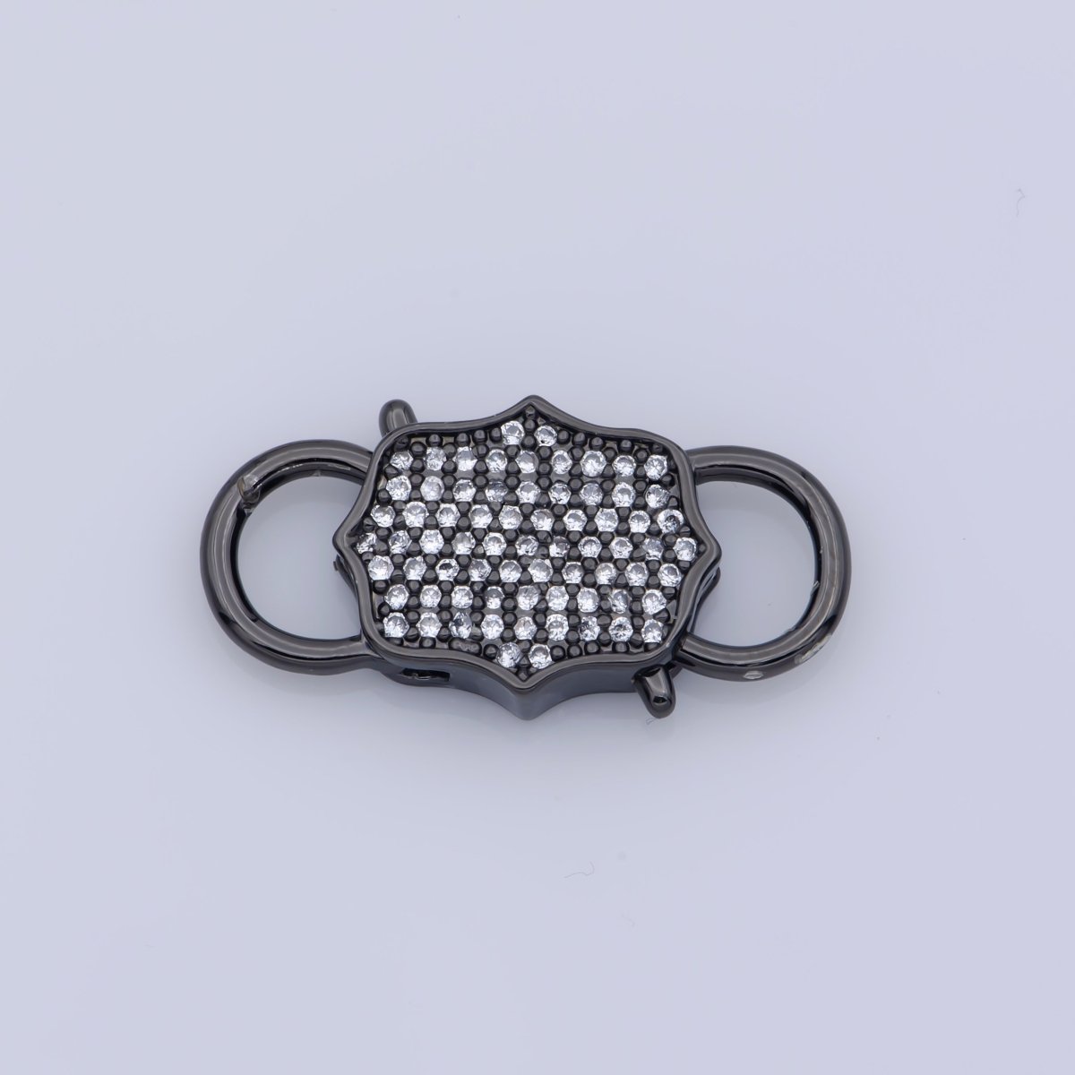 CZ Mirco Pave Clasp 26x15mm Bracelet Necklace Clasp Link Connector, Cubic Interlocking Clasp in Silver, Black, Rose Gold Filled Findings F-329