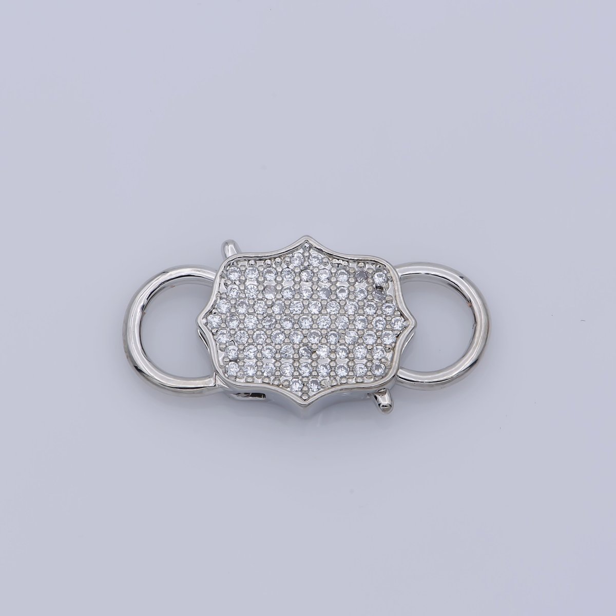 CZ Mirco Pave Clasp 26x15mm Bracelet Necklace Clasp Link Connector, Cubic Interlocking Clasp in Silver, Black, Rose Gold Filled Findings F-329