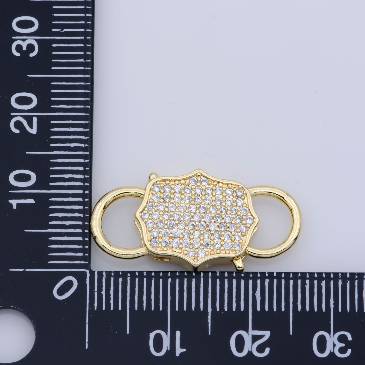 CZ Mirco Pave Clasp 26x15mm Bracelet Necklace Clasp Link Connector, Cubic Interlocking Clasp in Silver, Black, Rose Gold Filled Findings F-329
