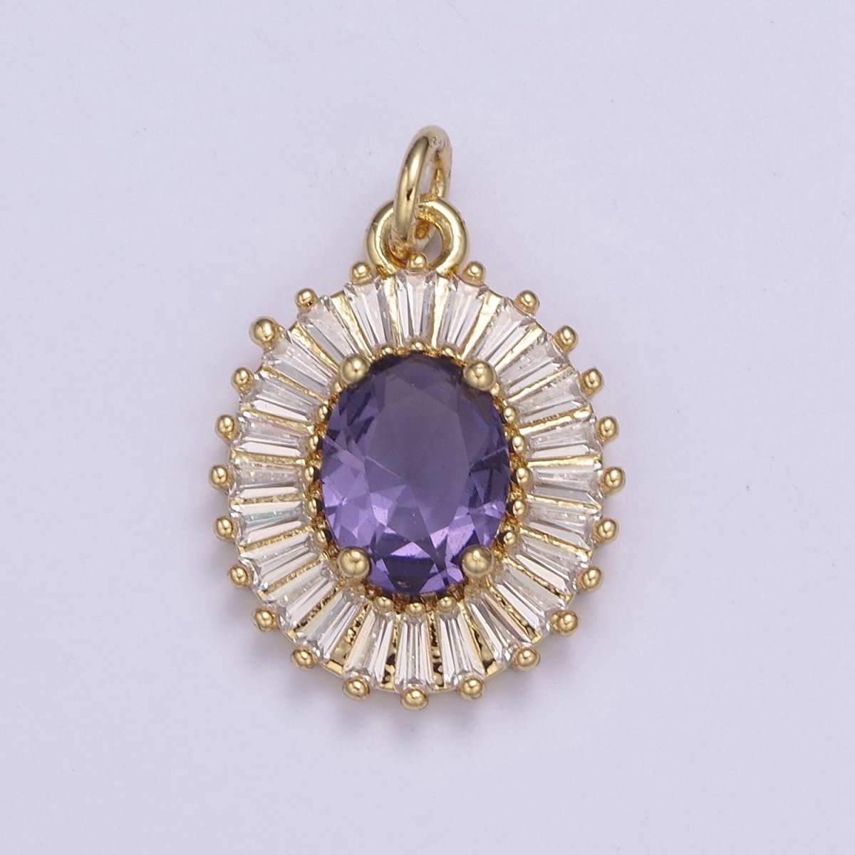 CZ Oval Charm Necklace 14k Gold Filled Dainty Oval CZ Baguette Halo Pendant, CZ Diamond Charm Necklace for Women, Cubic Zirconia Jewelry, Gifts for Her N-647 - N-652