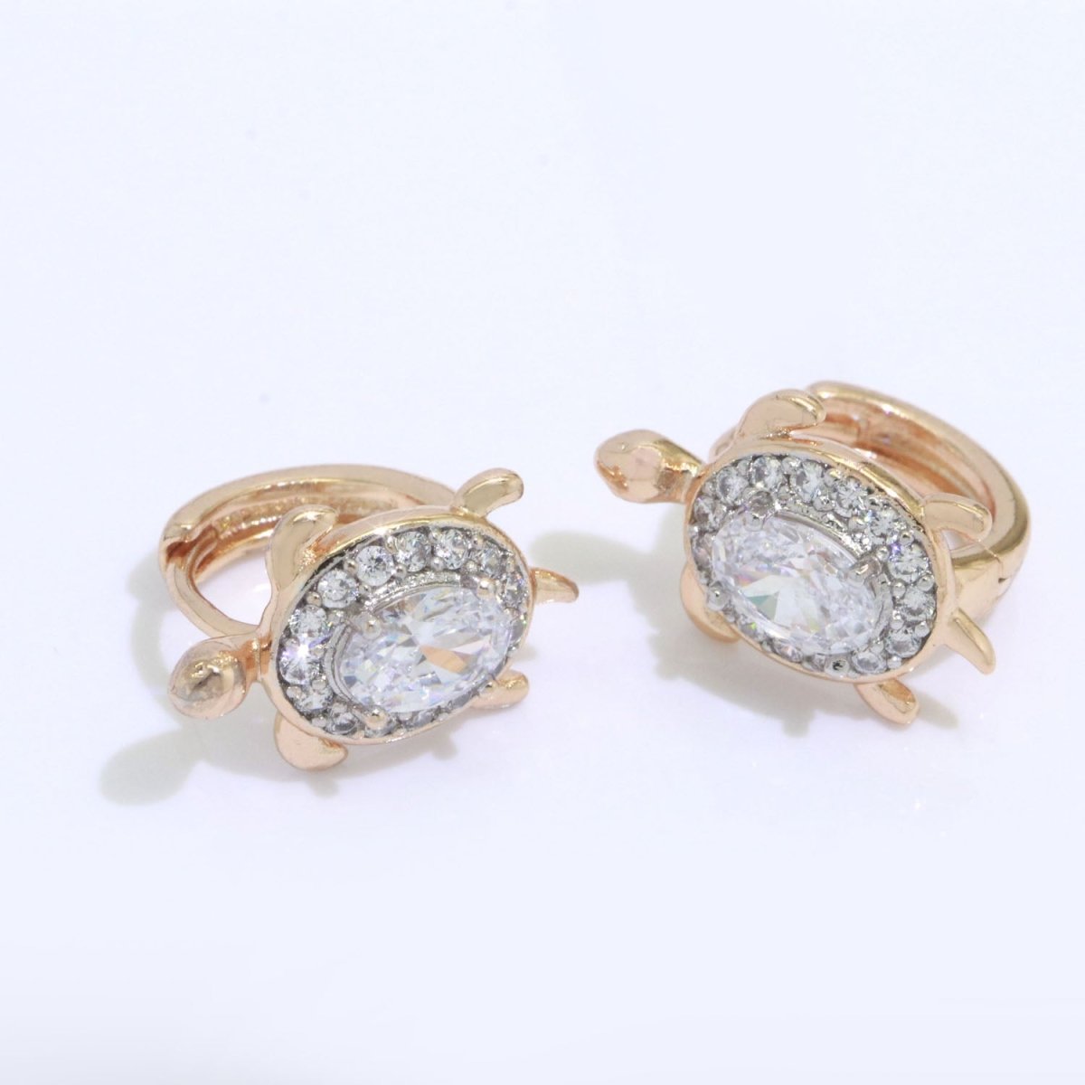 CZ Sea Turtle Earring 18k Gold Filled | Turtle Jewelry | Blue Red Pink Black Green Clear Micro Pave Earring for Turtle Lovers | Under The sea Inspired