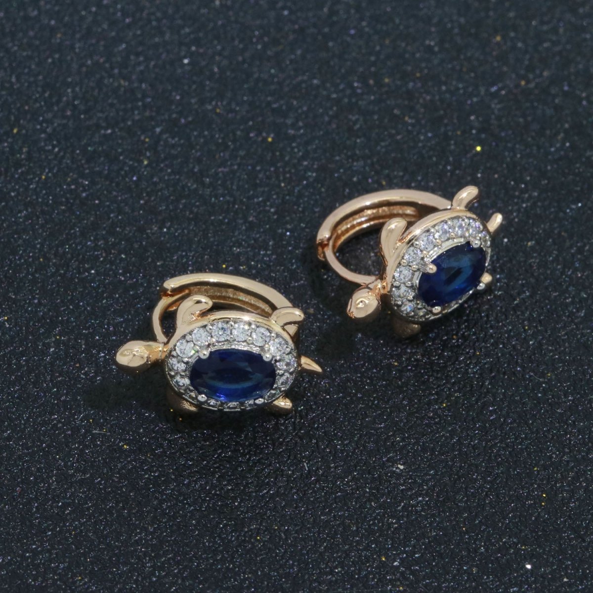 CZ Sea Turtle Earring 18k Gold Filled | Turtle Jewelry | Blue Red Pink Black Green Clear Micro Pave Earring for Turtle Lovers | Under The sea Inspired