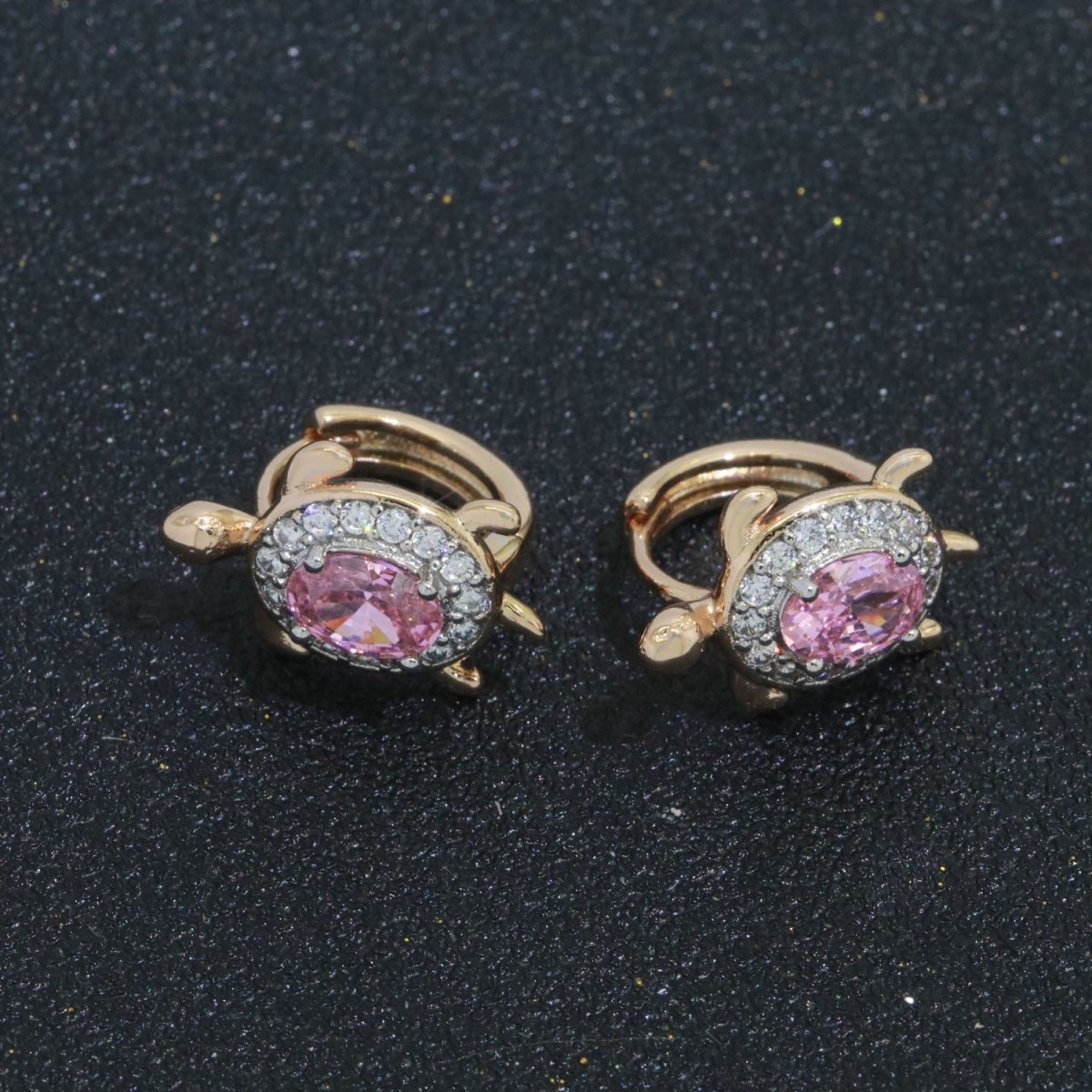 CZ Sea Turtle Earring 18k Gold Filled | Turtle Jewelry | Blue Red Pink Black Green Clear Micro Pave Earring for Turtle Lovers | Under The sea Inspired