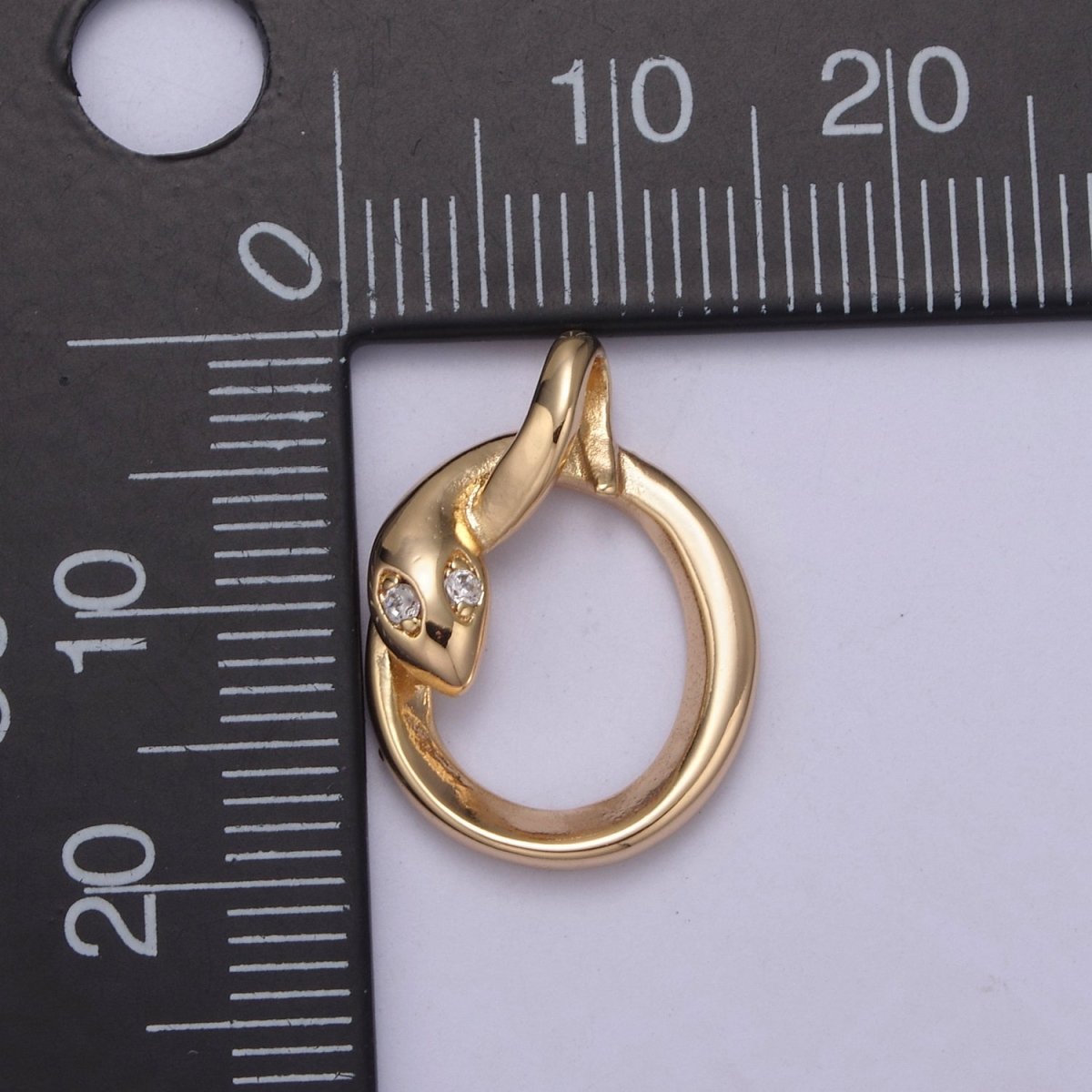 CZ Snake Serpent Serpentine Charm Reptile Pendant, Cubic Zirconia Snake Gold Filled Charm, Animal Chinese Zodiac H-552 - DLUXCA