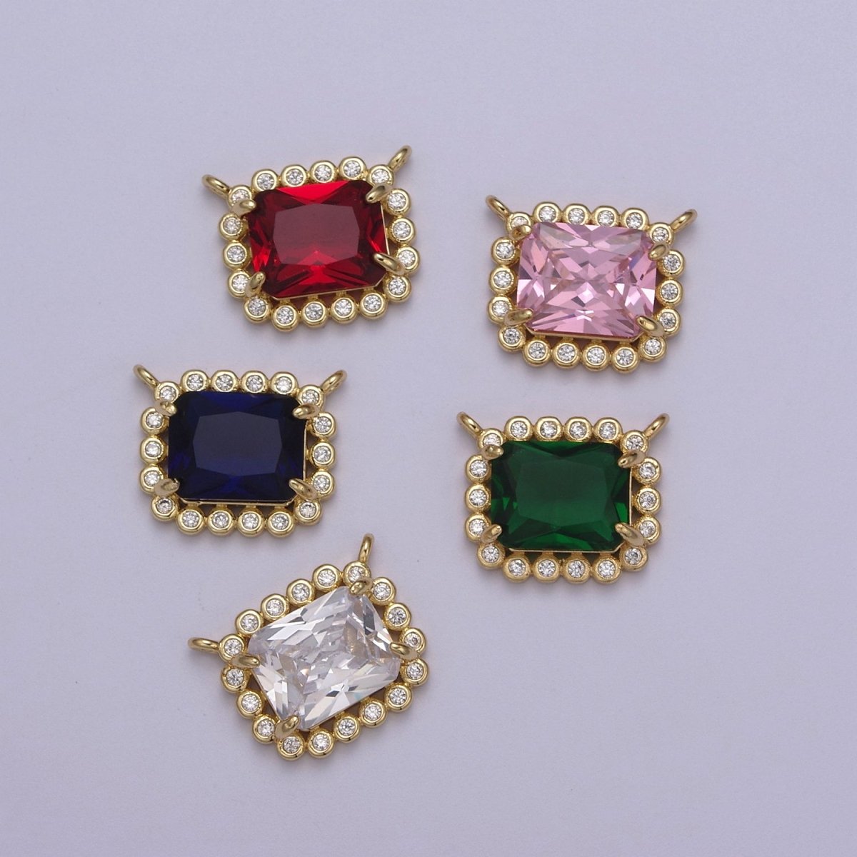 CZ Square Link Connector 14k Gold Filled CZ Link Connectors, Jewelry Making Supplies, Cubic Zirconia Geometric Jewelry F-749 F-753 F-754  F-757 F-758