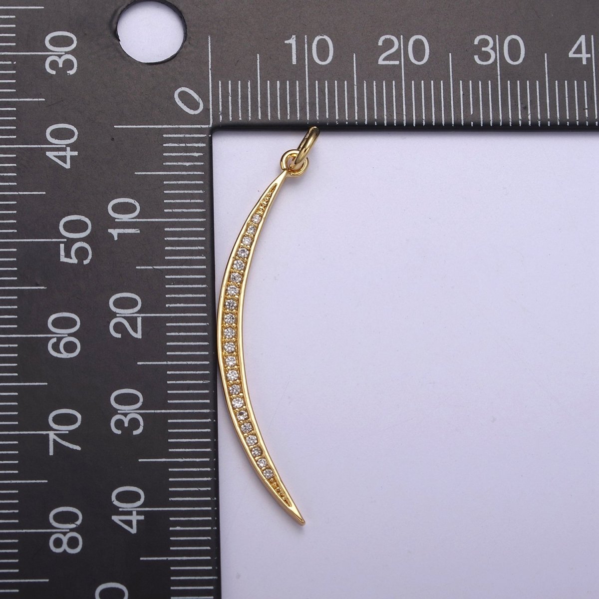 CZ Thin Slender Moon Pendant Charm - 14K Gold Filled Moon Silver Half moon Waning Moon Crescent Moon N-326 N-327