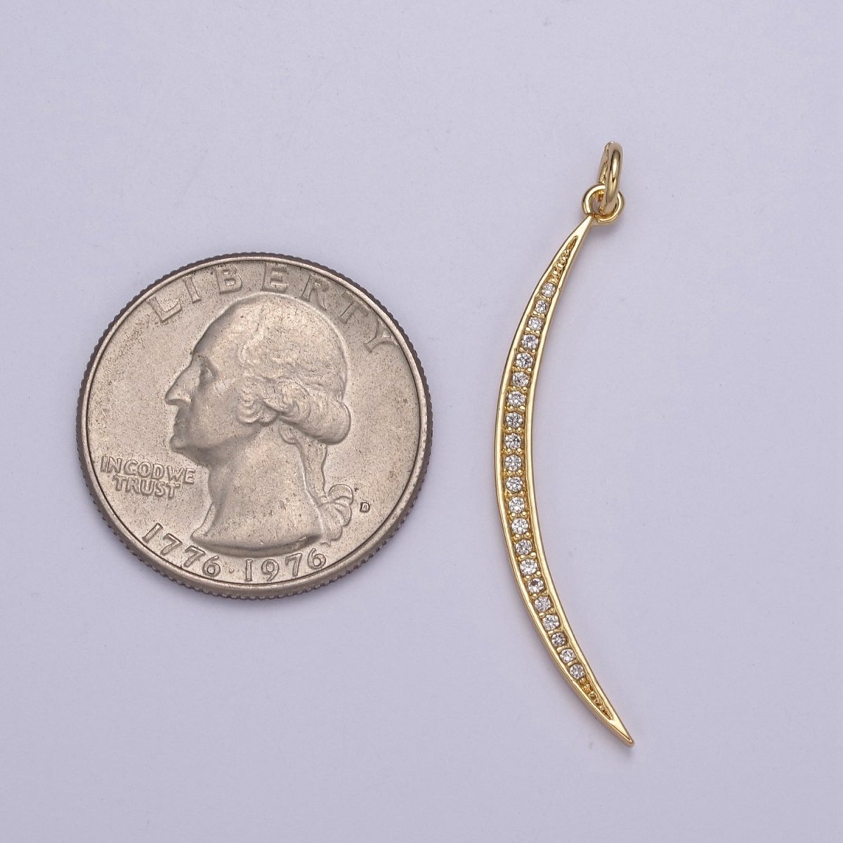 CZ Thin Slender Moon Pendant Charm - 14K Gold Filled Moon Silver Half moon Waning Moon Crescent Moon N-326 N-327