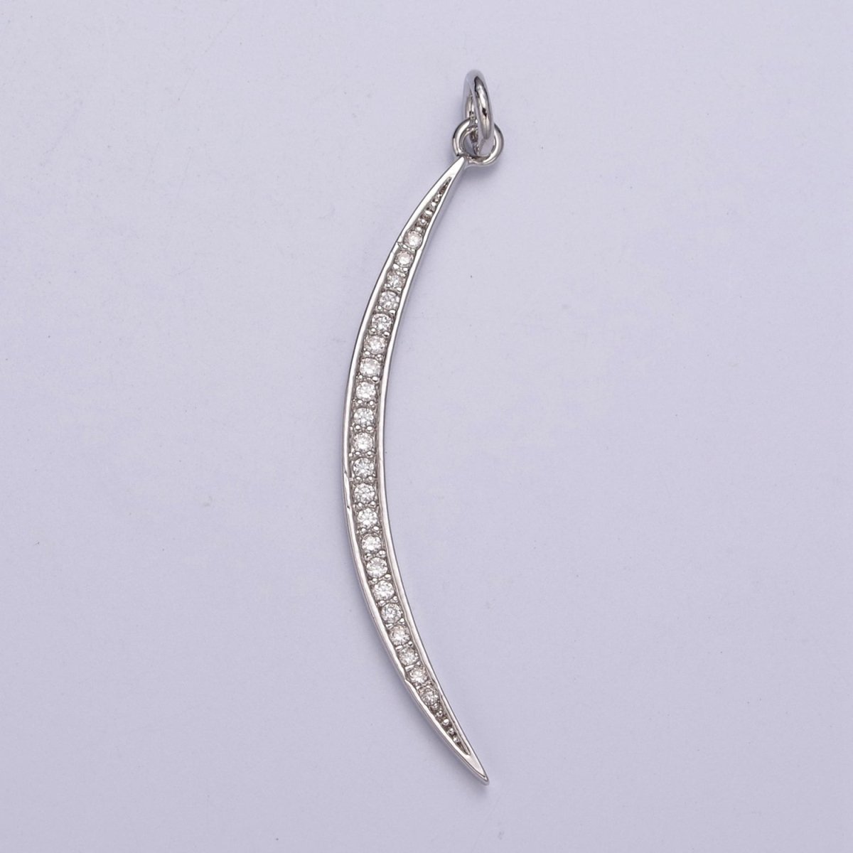 CZ Thin Slender Moon Pendant Charm - 14K Gold Filled Moon Silver Half moon Waning Moon Crescent Moon N-326 N-327