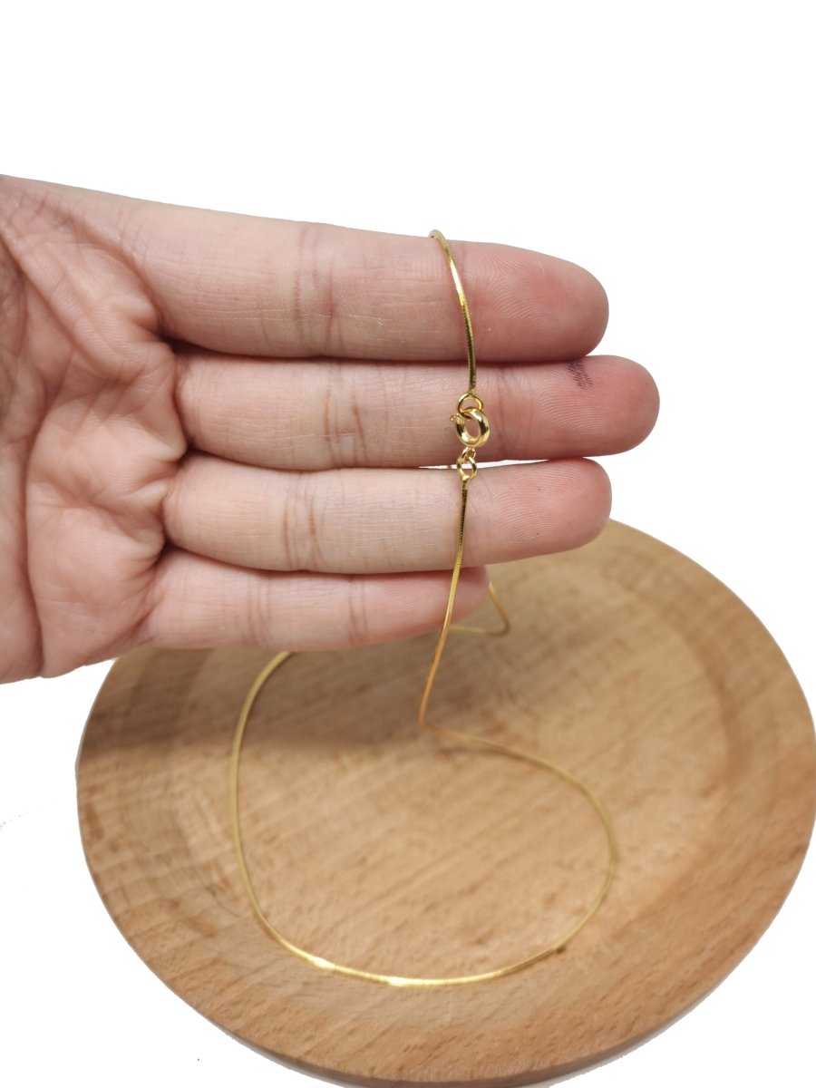 Dainty 0.9mm Omega Snake Minimalist 23.5 Inch Layering Chain Necklace | WA-205 Clearance Pricing - DLUXCA