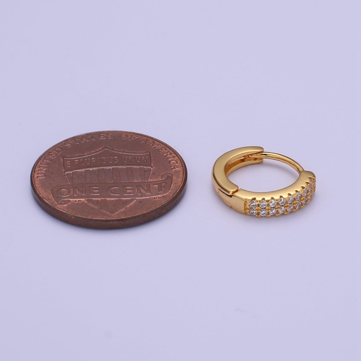 Dainty 11MM huggie hoop earrings, Small cz gold hoops with diamonds, Pavé setting small hoops, minimalist jewelry with open link for charm P-086 P-087