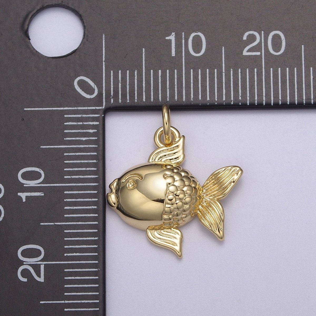 Dainty 14k Godl Filled Puffy Goldfish Pet Fish Charm Animal Pendant N-817 - DLUXCA
