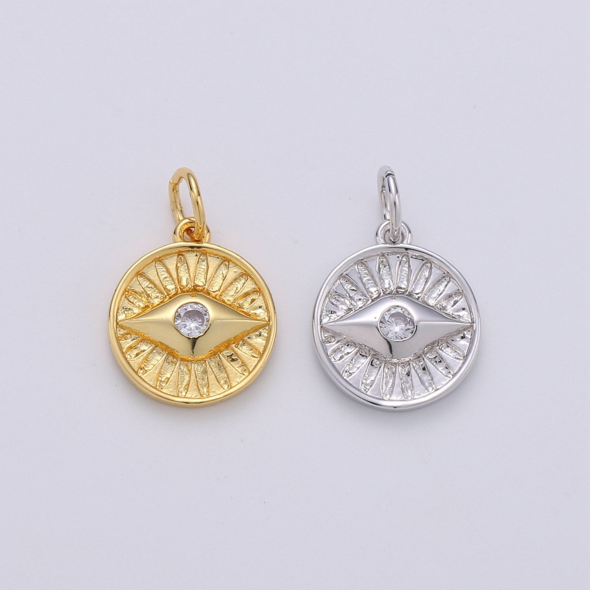 Dainty 14k Gold Filled Charm Coin Evil Eye Pendant Charm for Bracelet Necklace Earring Component for Jewelry Making D-279 D-280