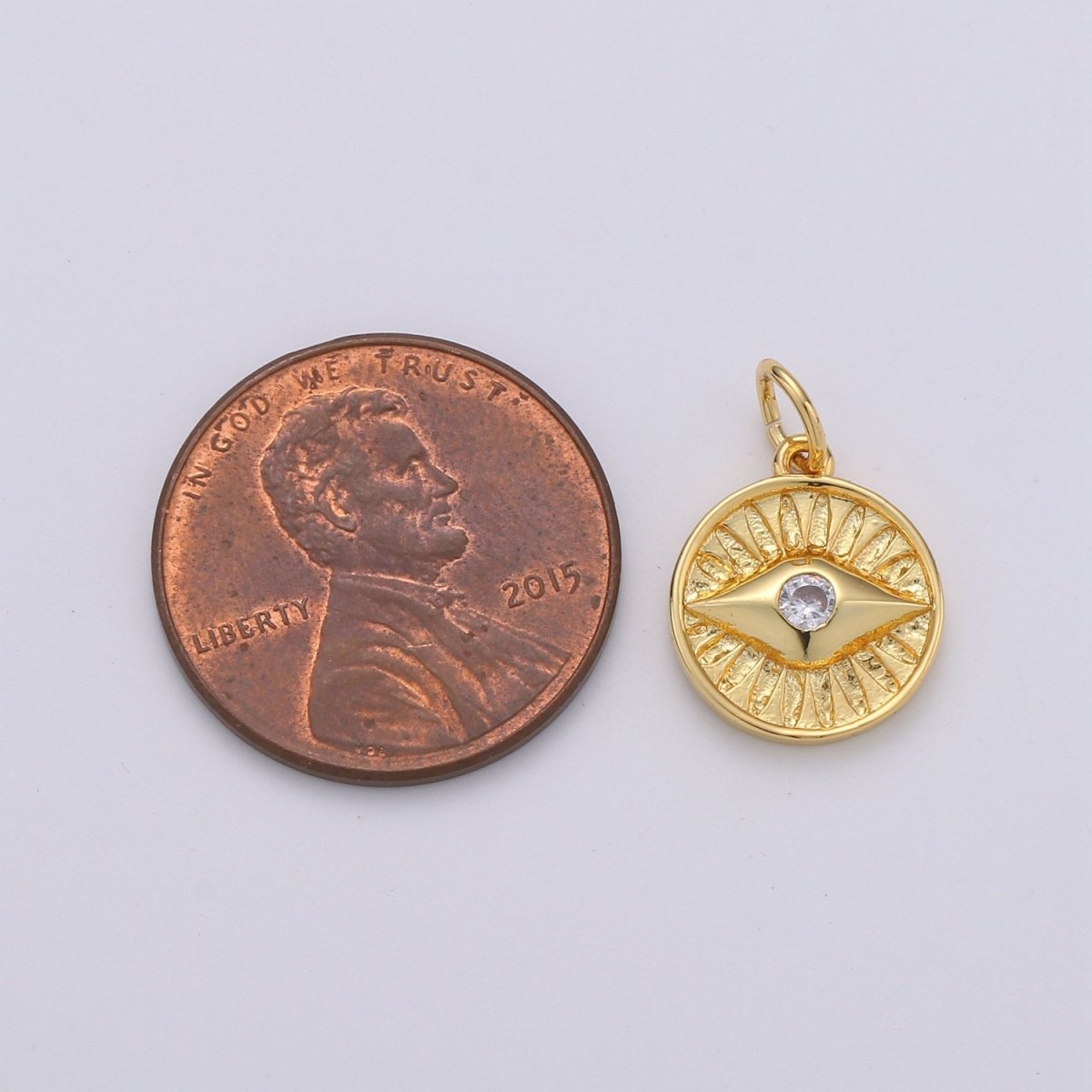 Dainty 14k Gold Filled Charm Coin Evil Eye Pendant Charm for Bracelet Necklace Earring Component for Jewelry Making D-279 D-280