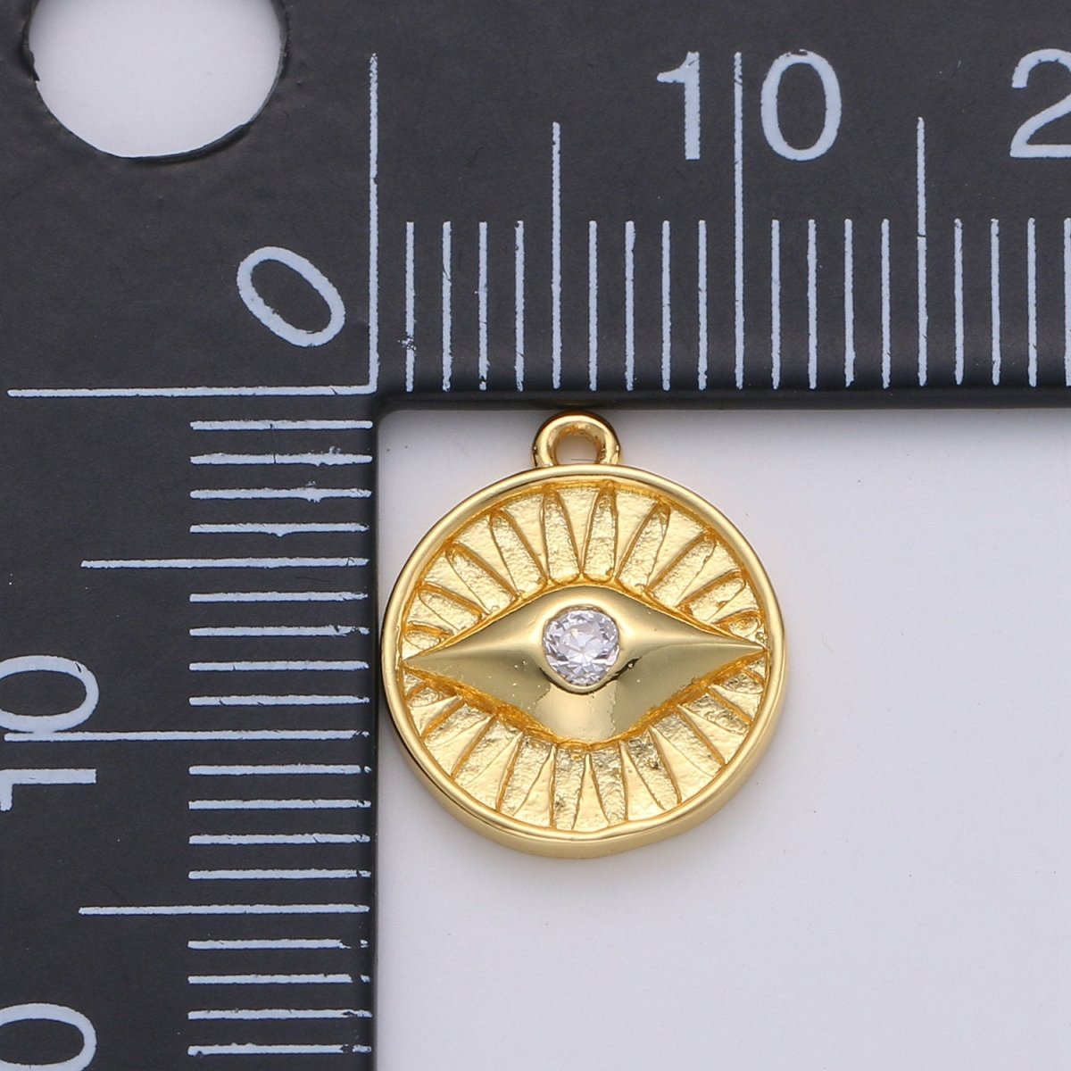 Dainty 14k Gold Filled Charm Coin Evil Eye Pendant Charm for Bracelet Necklace Earring Component for Jewelry Making D-279 D-280