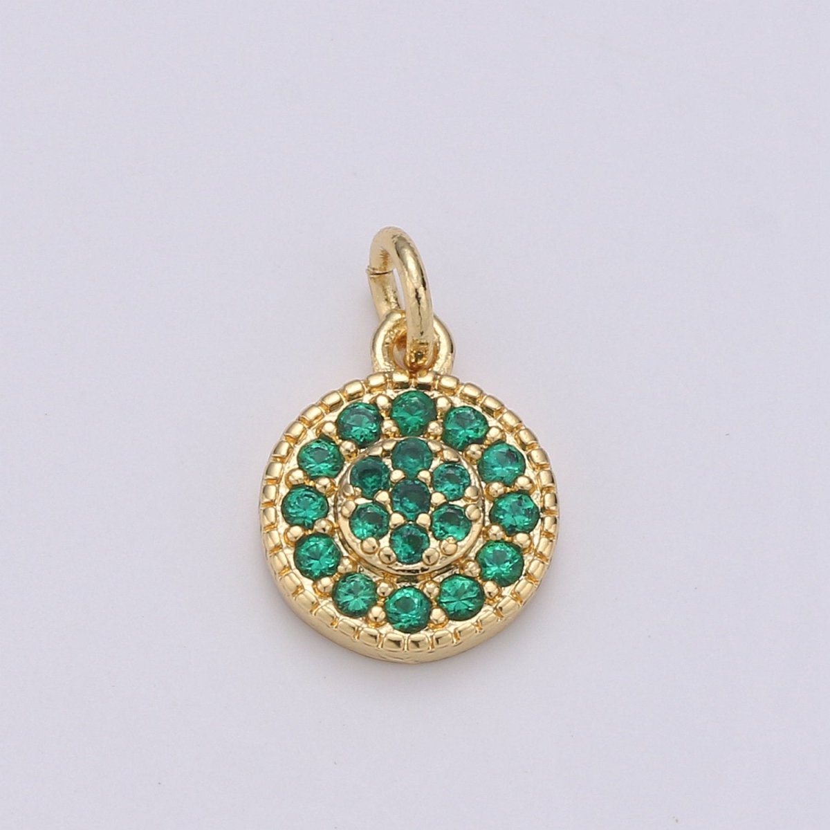 Dainty 14k Gold Filled CZ Clear Micro Pave Coin Charm, Round Disc Pave Charm, Mini Dangle Charm for Bracelet Necklace Pendant Hoop Earring D-591- D-596
