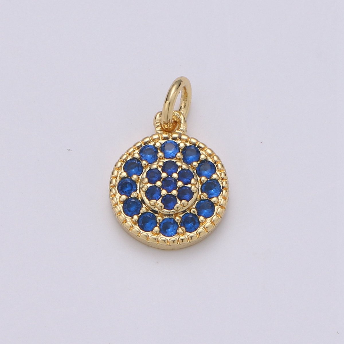 Dainty 14k Gold Filled CZ Clear Micro Pave Coin Charm, Round Disc Pave Charm, Mini Dangle Charm for Bracelet Necklace Pendant Hoop Earring D-591- D-596