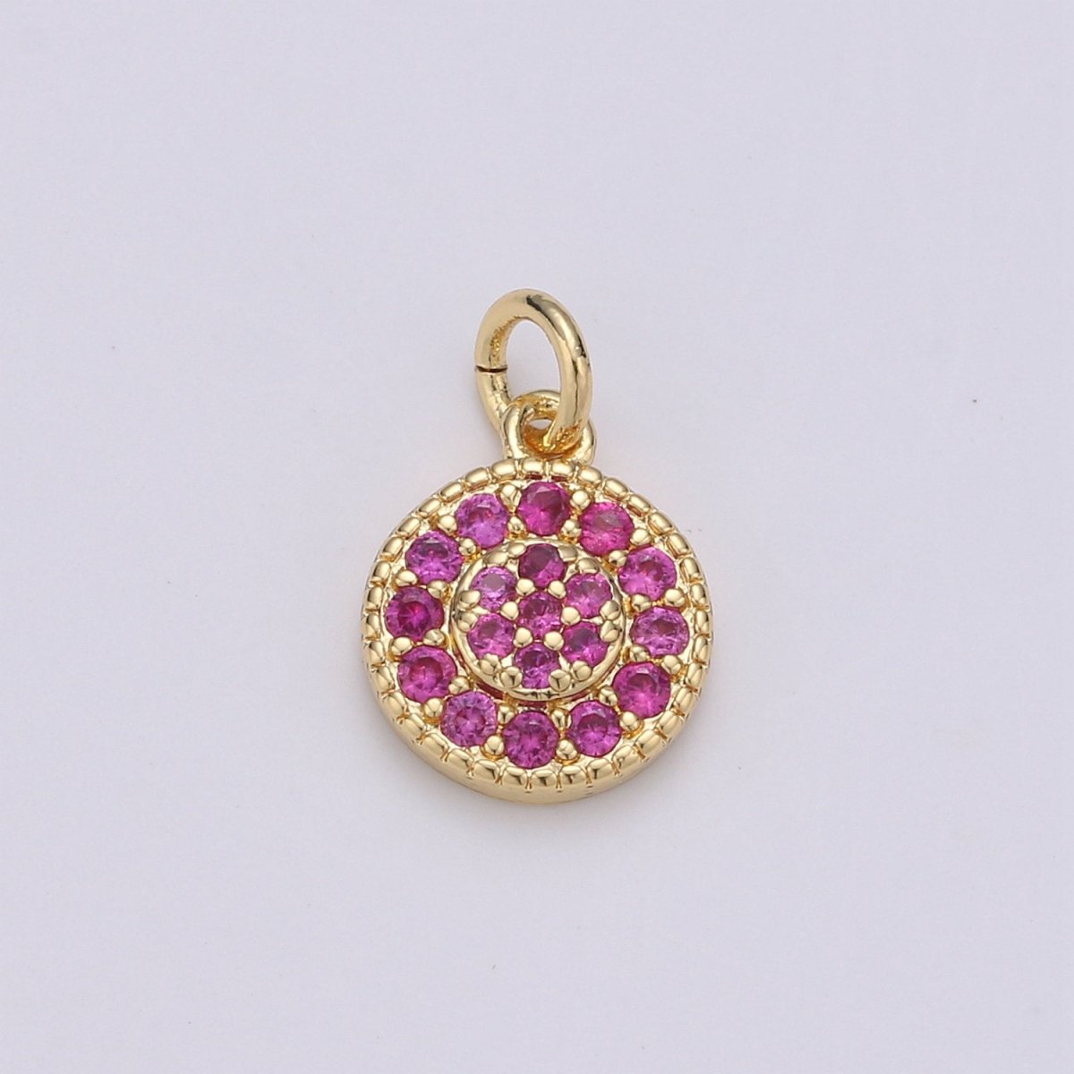 Dainty 14k Gold Filled CZ Clear Micro Pave Coin Charm, Round Disc Pave Charm, Mini Dangle Charm for Bracelet Necklace Pendant Hoop Earring D-591- D-596