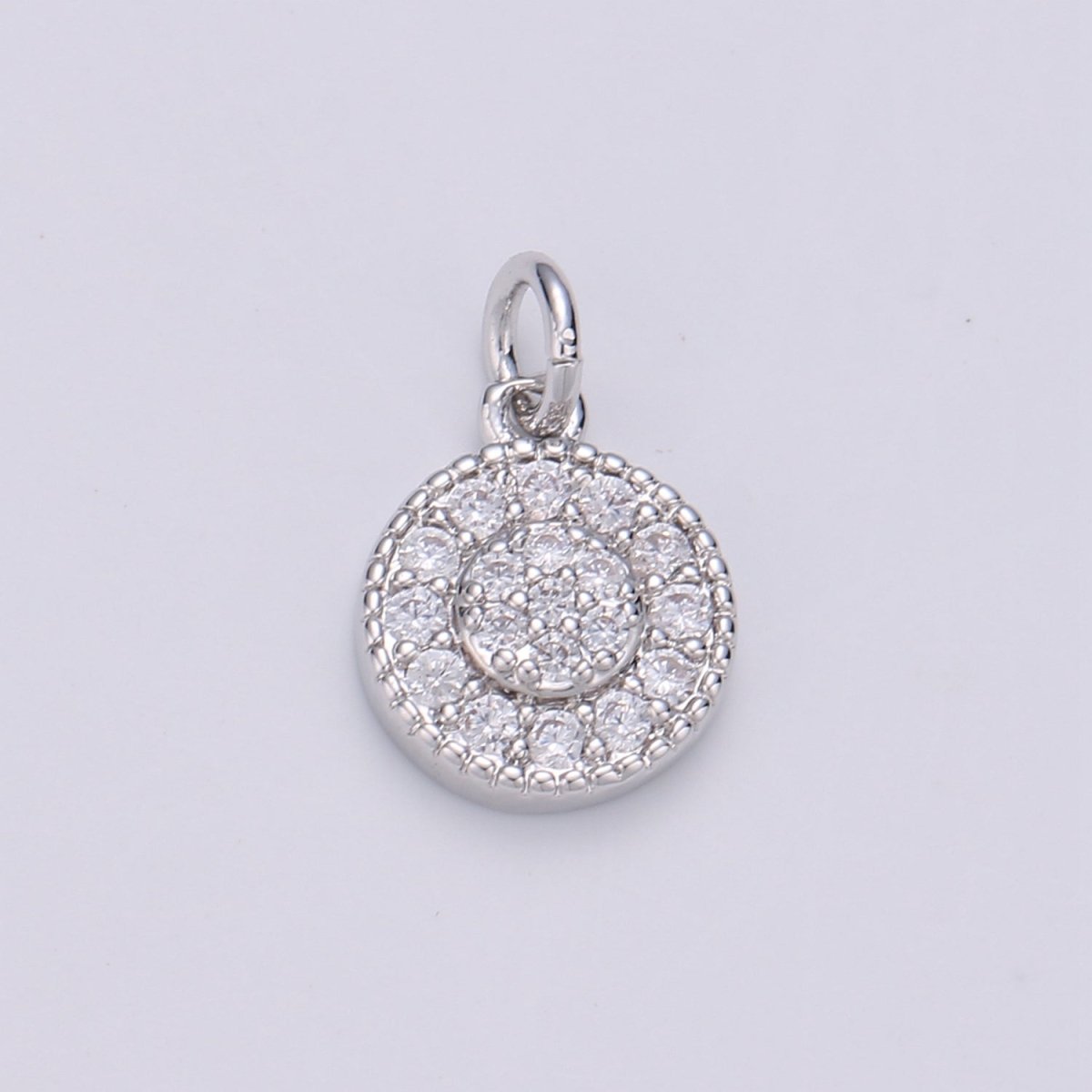 Dainty 14k Gold Filled CZ Clear Micro Pave Coin Charm, Round Disc Pave Charm, Mini Dangle Charm for Bracelet Necklace Pendant Hoop Earring D-591- D-596