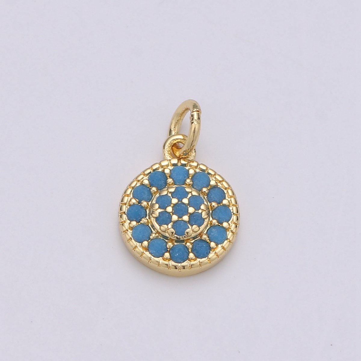 Dainty 14k Gold Filled CZ Clear Micro Pave Coin Charm, Round Disc Pave Charm, Mini Dangle Charm for Bracelet Necklace Pendant Hoop Earring D-591- D-596