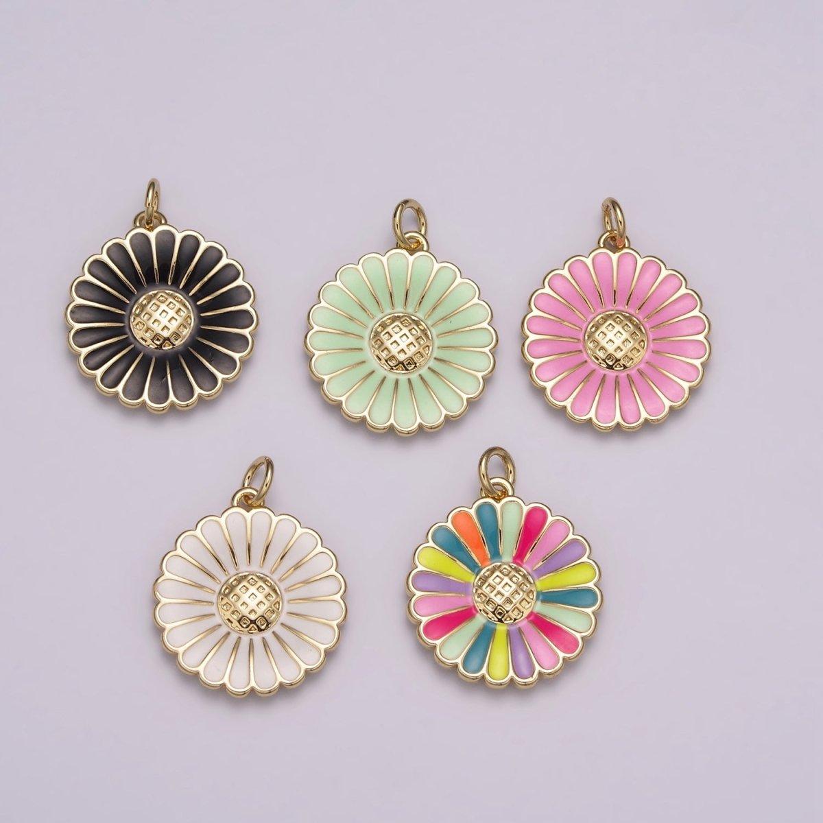 Dainty 14k Gold Filled Enamel Sunflower Necklace for Women Flower Charm Necklace Bracelet Earring Component M-924 - M-928
