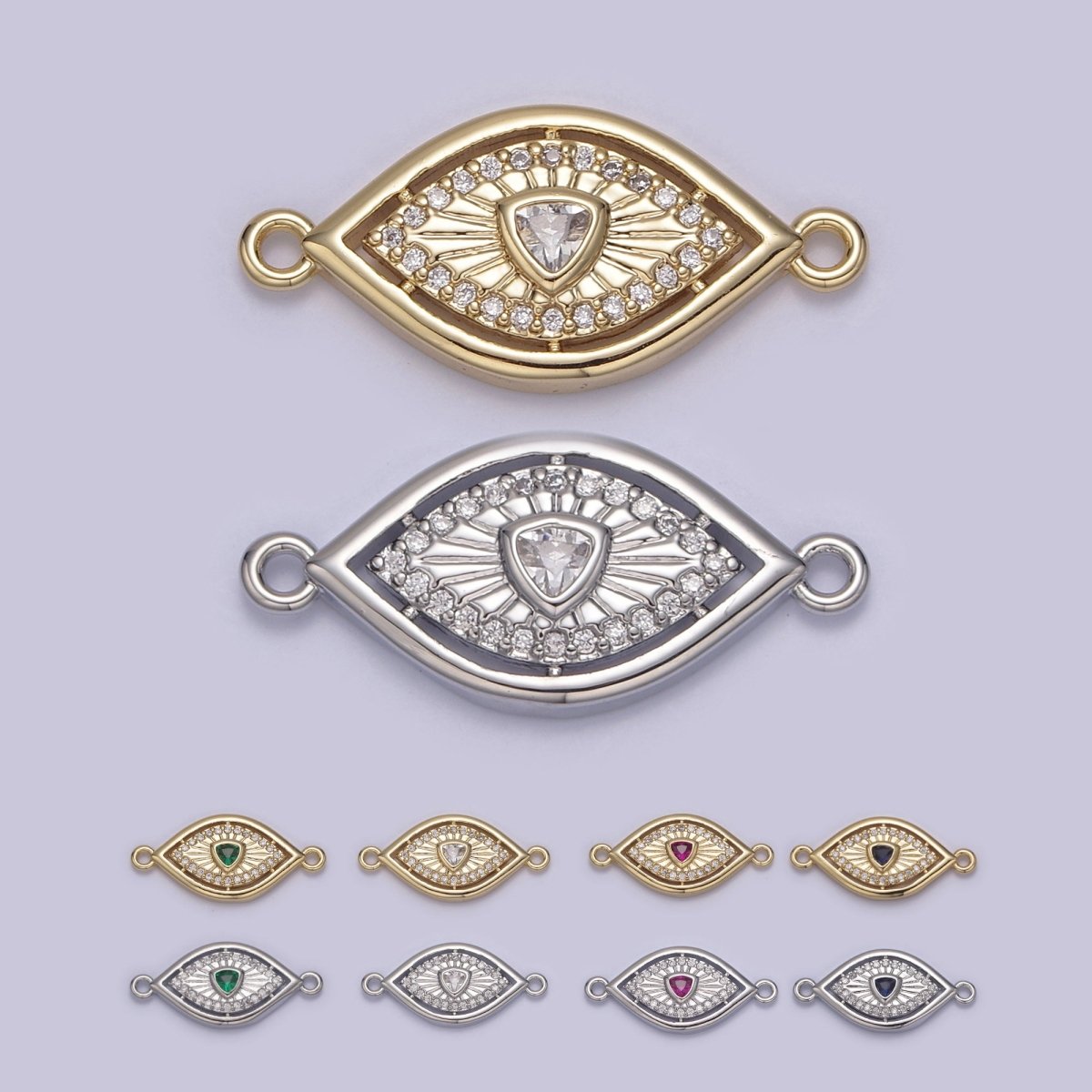Dainty 14k Gold Filled Evil eye Charm Connector for Bracelet Necklace Component Link Connector Finding SupplyY-450 - Y-457