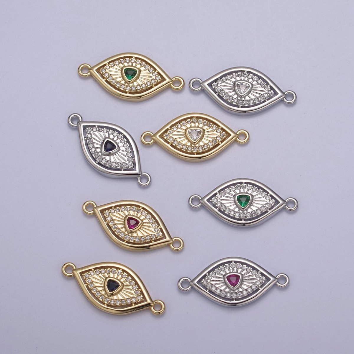 Dainty 14k Gold Filled Evil eye Charm Connector for Bracelet Necklace Component Link Connector Finding SupplyY-450 - Y-457