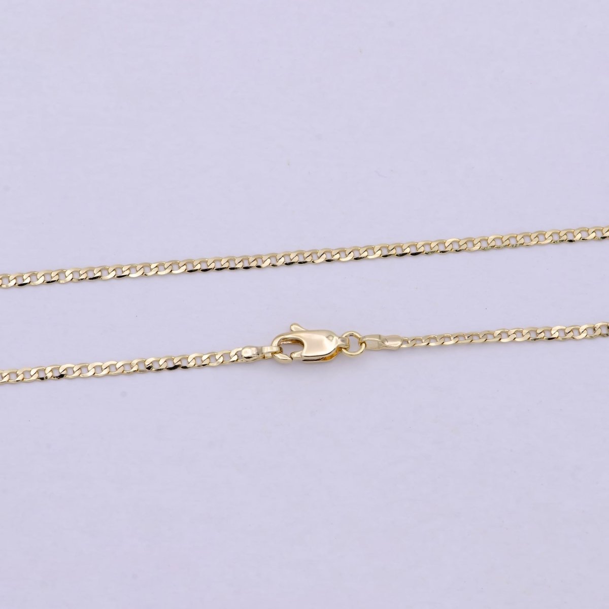 Dainty 14K Gold Filled Flat Curb Chain Necklace 1.8mm Finished Chain 19.5 inch | WA-622 Clearance Pricing - DLUXCA