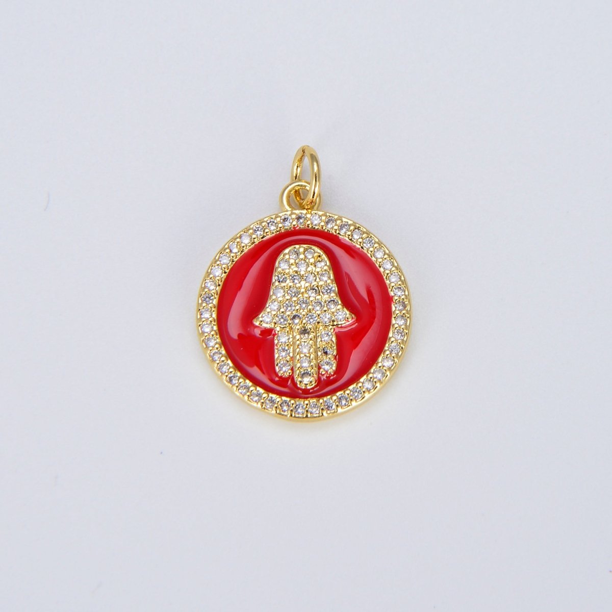 Dainty 14K Gold Filled Hamsa Hand Charm Coin Disc Hand of Fatima Pendant E-306 - E-310