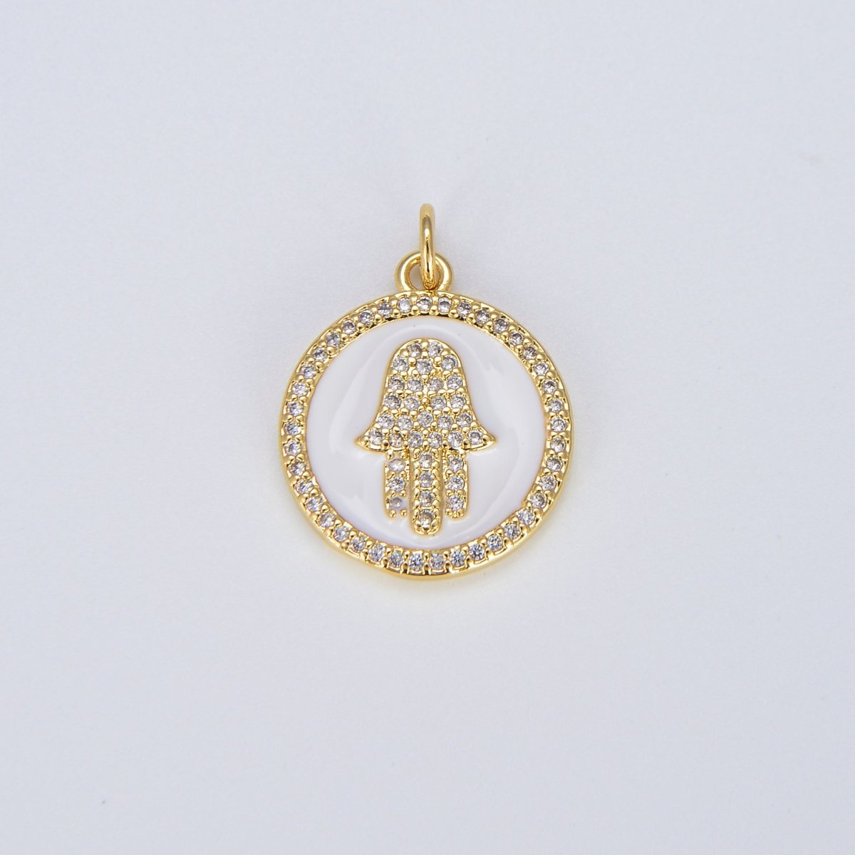 Dainty 14K Gold Filled Hamsa Hand Charm Coin Disc Hand of Fatima Pendant E-306 - E-310