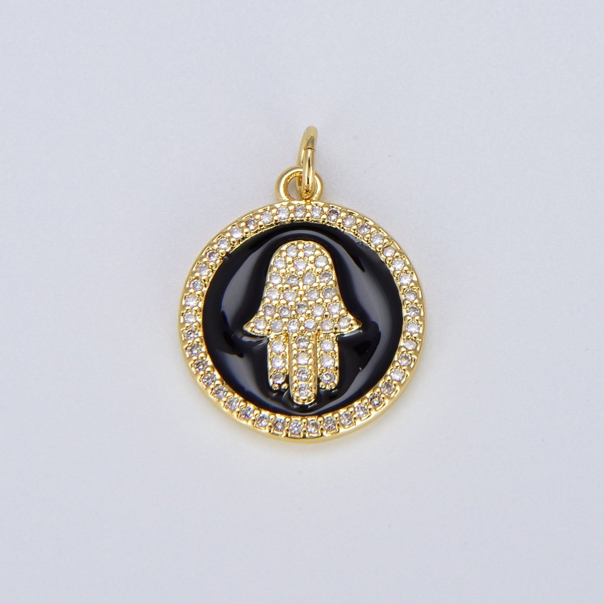 Dainty 14K Gold Filled Hamsa Hand Charm Coin Disc Hand of Fatima Pendant E-306 - E-310