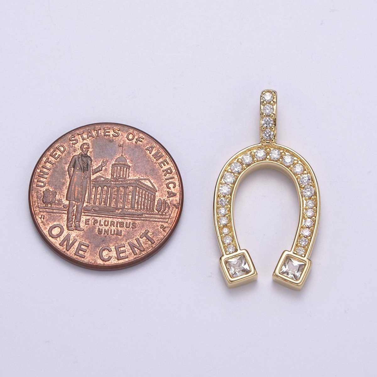 Dainty 14k Gold Filled Horseshoe Charm Lucky Charm Cubic Horse Shoe Pendant N-534 N-535