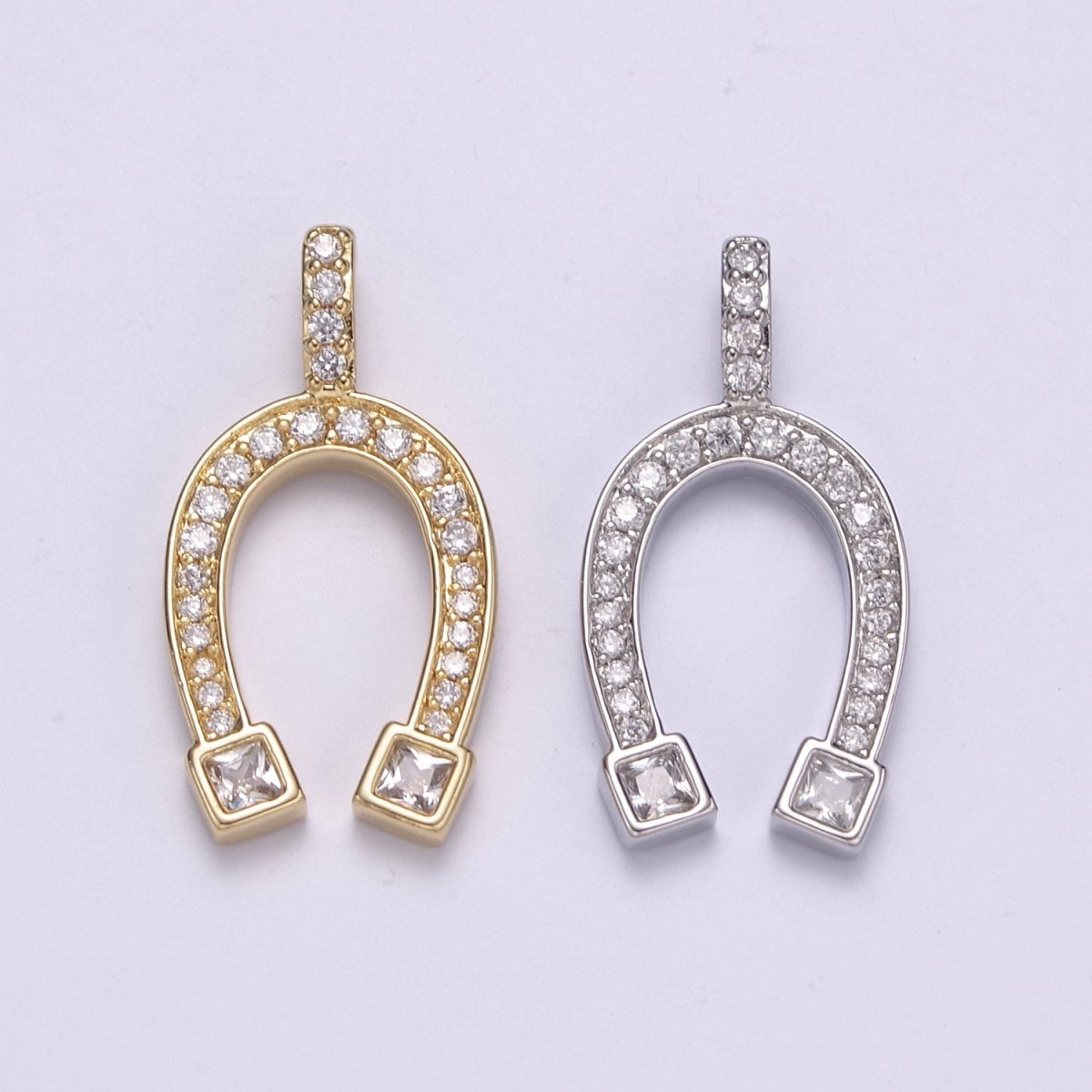 Dainty 14k Gold Filled Horseshoe Charm Lucky Charm Cubic Horse Shoe Pendant N-534 N-535
