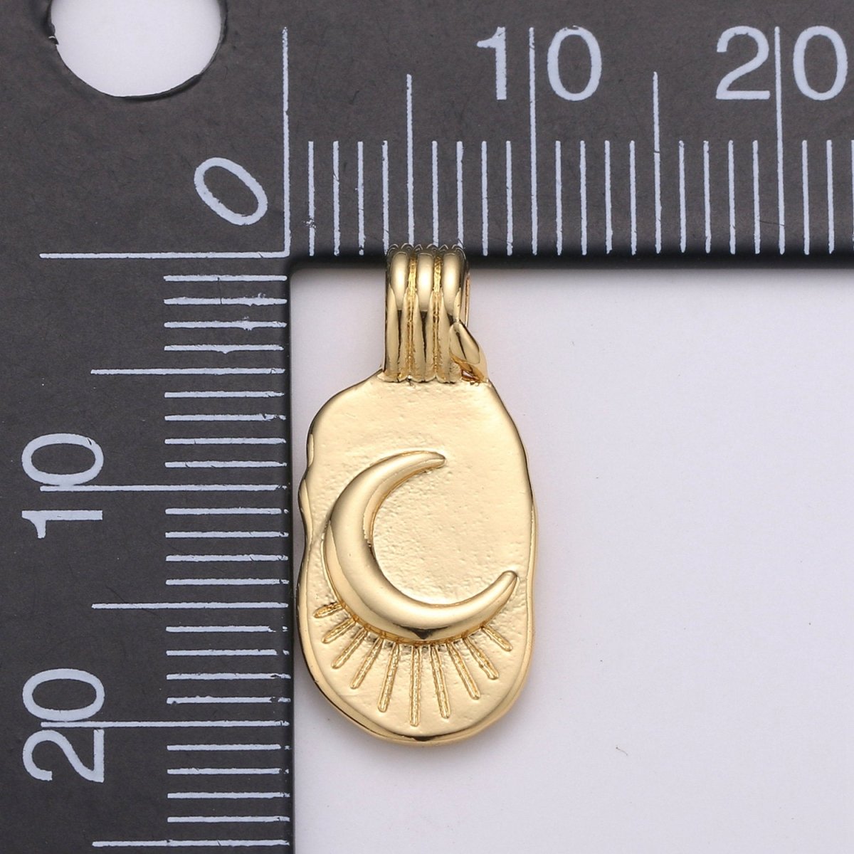 Dainty 14k Gold Filled Moon Charm - Gold Crescent Moon Pendant, Celestial Jewelry for Necklace Component Supply I-783 - DLUXCA