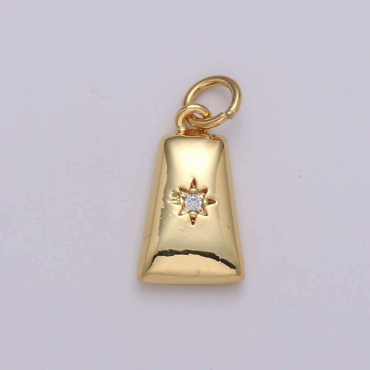Dainty 14k Gold Filled North Star Charm Cubic Zirconia Geometric Pendant in Gold micro Pave CZ North Star Pendant Jewelry Making D-427