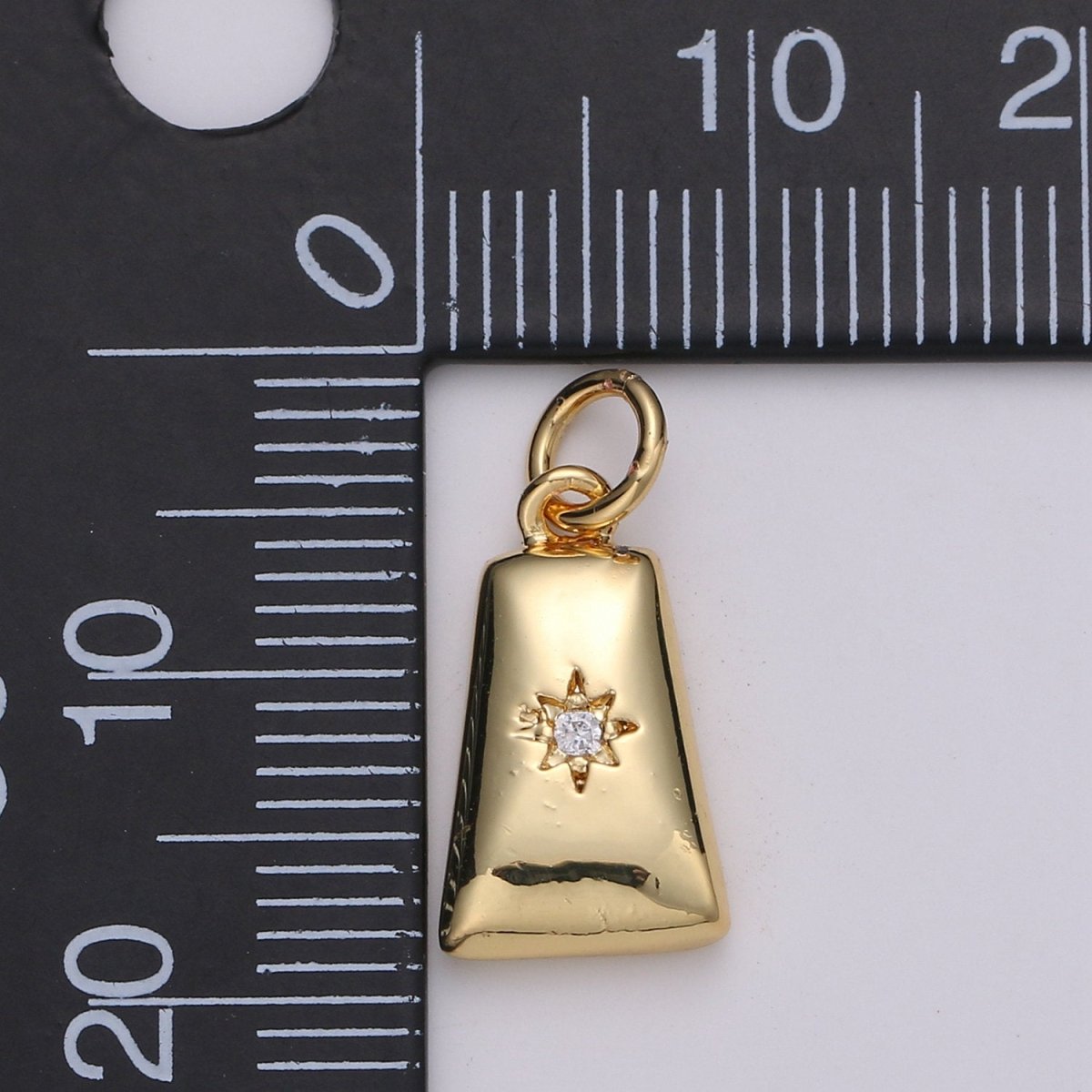 Dainty 14k Gold Filled North Star Charm Cubic Zirconia Geometric Pendant in Gold micro Pave CZ North Star Pendant Jewelry Making D-427