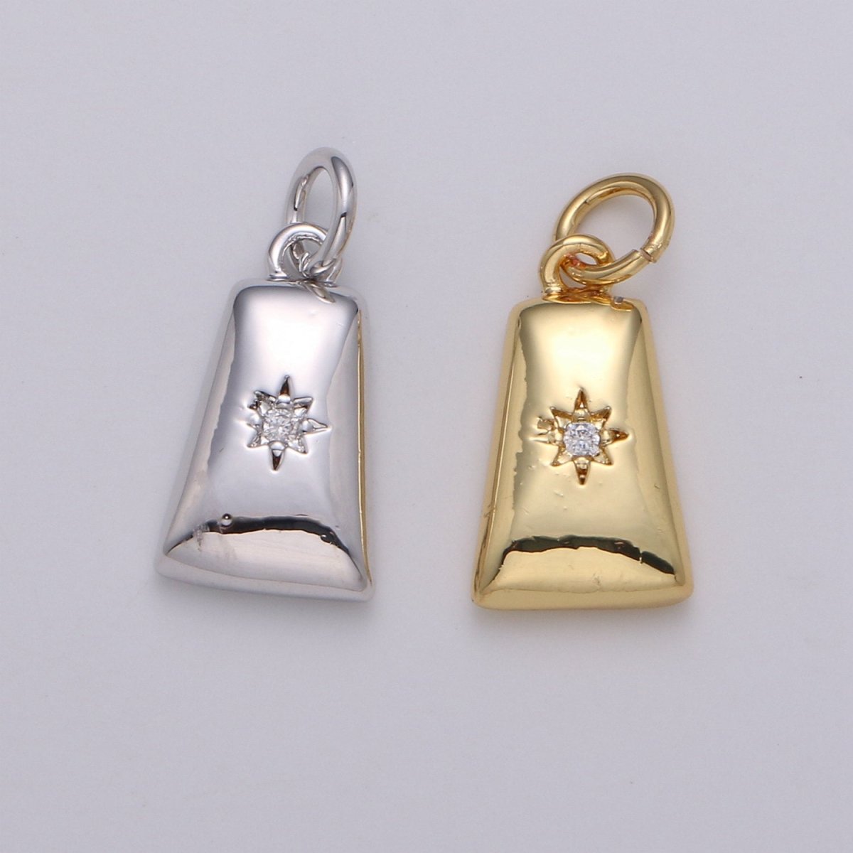 Dainty 14k Gold Filled North Star Charm Cubic Zirconia Geometric Pendant in Gold micro Pave CZ North Star Pendant Jewelry Making D-427