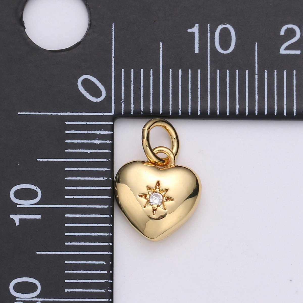 Dainty 14k Gold Filled North Star Charm Cubic Zirconia Heart Pendant in Gold micro Pave CZ North Star Pendant Jewelry Making D-419 D-420
