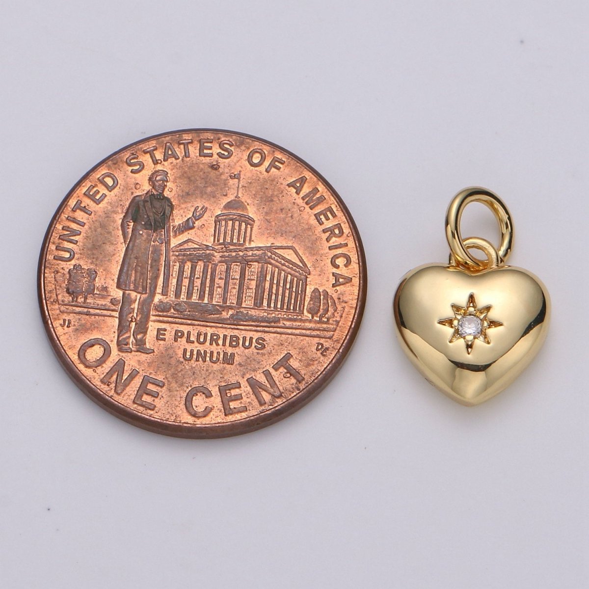 Dainty 14k Gold Filled North Star Charm Cubic Zirconia Heart Pendant in Gold micro Pave CZ North Star Pendant Jewelry Making D-419 D-420