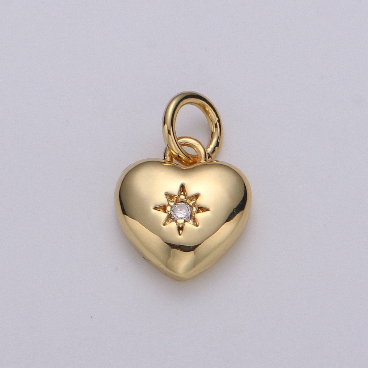 Dainty 14k Gold Filled North Star Charm Cubic Zirconia Heart Pendant in Gold micro Pave CZ North Star Pendant Jewelry Making D-419 D-420