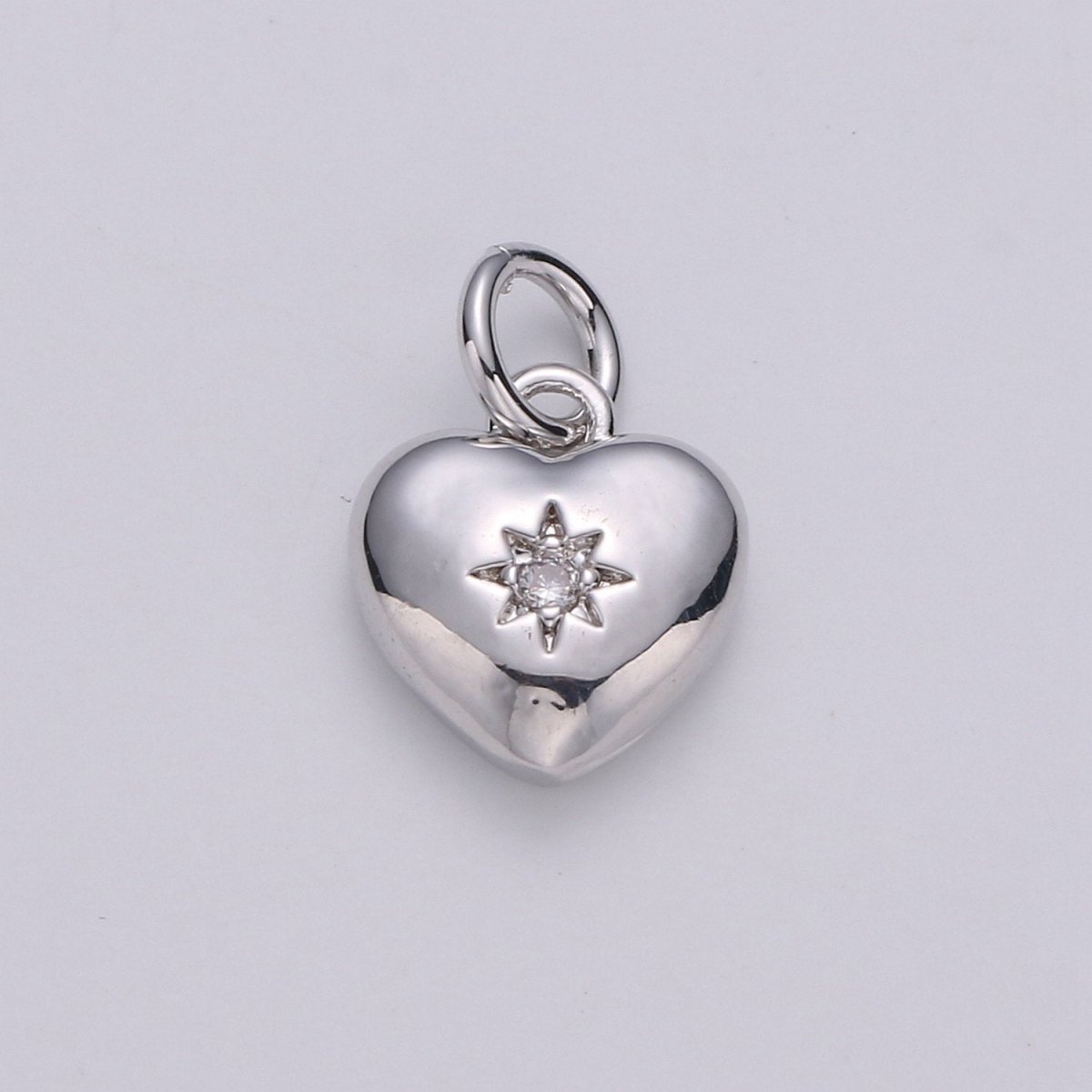 Dainty 14k Gold Filled North Star Charm Cubic Zirconia Heart Pendant in Gold micro Pave CZ North Star Pendant Jewelry Making D-419 D-420