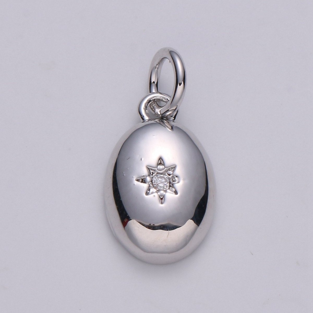 Dainty 14k Gold Filled North Star Charm Cubic Zirconia Oval Pendant in Gold micro Pave CZ North Star Pendant Jewelry Making D-425 D-426