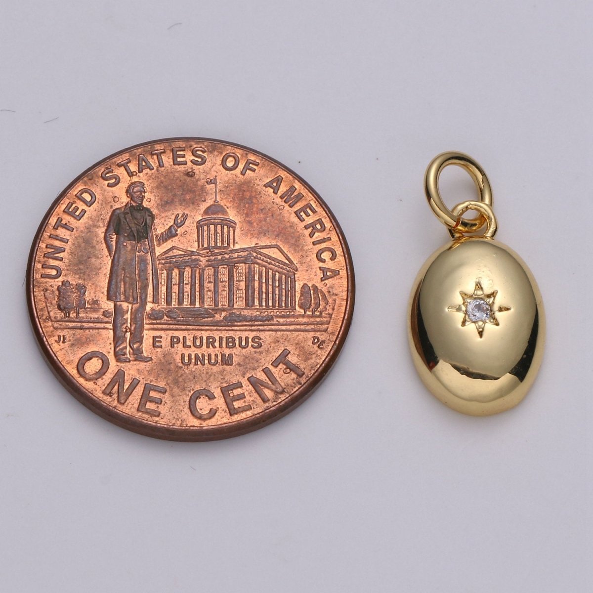 Dainty 14k Gold Filled North Star Charm Cubic Zirconia Oval Pendant in Gold micro Pave CZ North Star Pendant Jewelry Making D-425 D-426