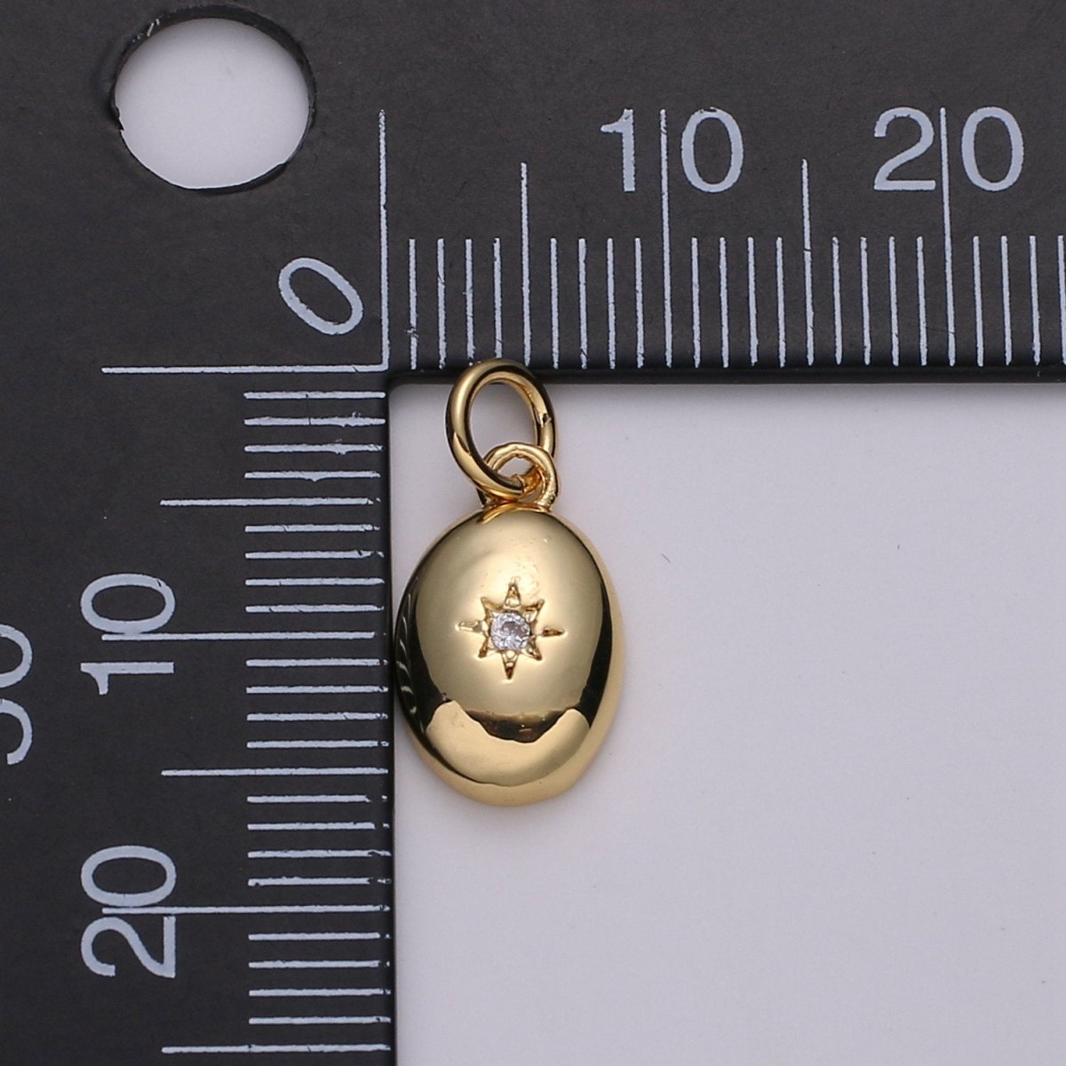 Dainty 14k Gold Filled North Star Charm Cubic Zirconia Oval Pendant in Gold micro Pave CZ North Star Pendant Jewelry Making D-425 D-426