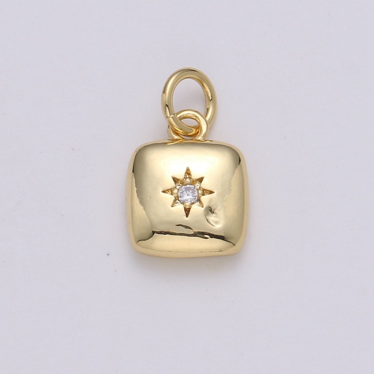 Dainty 14k Gold Filled North Star Charm Cubic Zirconia Square Pendant in Gold micro Pave CZ North Star Pendant Jewelry Making D-431 D-432