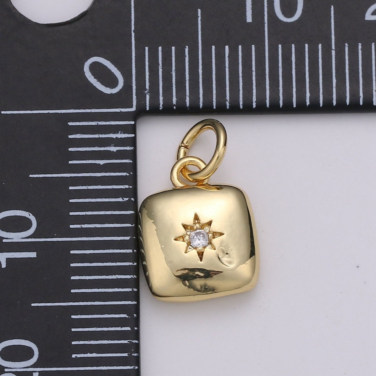 Dainty 14k Gold Filled North Star Charm Cubic Zirconia Square Pendant in Gold micro Pave CZ North Star Pendant Jewelry Making D-431 D-432