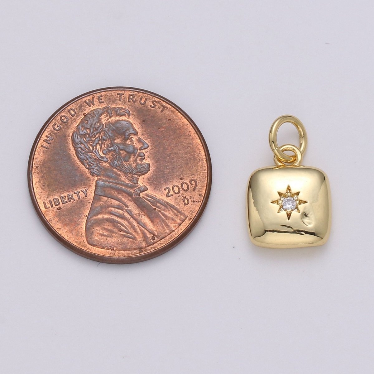 Dainty 14k Gold Filled North Star Charm Cubic Zirconia Square Pendant in Gold micro Pave CZ North Star Pendant Jewelry Making D-431 D-432